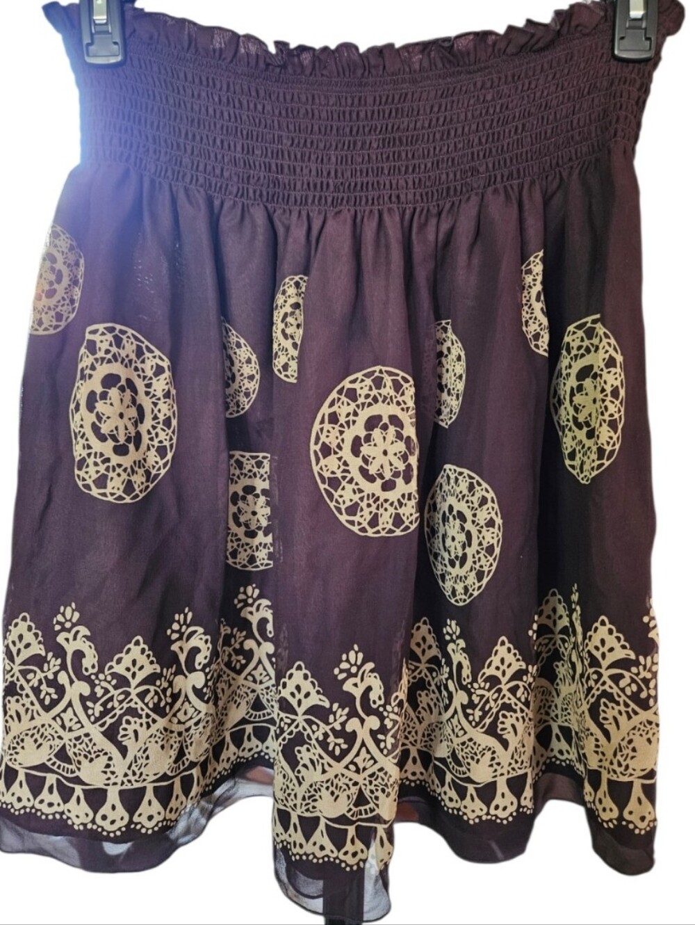 Anna Sui for Anthropologie Silk Skirt - Purple Doily Print - Picture 2 of 6